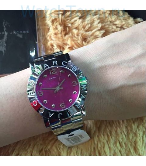 Marc Jacobs Amy Pink Dial Silver Steel Strap Watch for Women - MBM8623