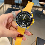 Gucci Dive Black Dial Yellow Rubber Strap Watch For Men - YA136319