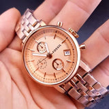 Fossil Boyfriend Chronograph Rose Gold Dial Rose Gold Steel Strap Watch for Women - ES3380