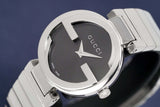 Gucci Interlocking G Quartz Black Dial Black Steel Strap Watch For Women - YA133502