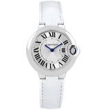 Cartier Ballon Bleu De Cartier Silver Dial White Leather Strap Watch for Women - W6920086