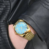 Michael Kors Channing Turquoise Dial Gold Steel Strap Watch For Women - MK5894