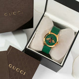 Gucci G Timeless Bee Green Dial Green Leather Strap Watch For Women - YA1264065