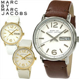 Marc Jacobs Fergus White Dial Brown Leather Strap Watch for Women - MBM8649