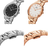 black & white face, silver & rose gold