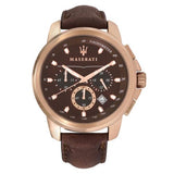 Maserati Successo Brown Dial Brown Leather Strap Watch For Men - R8871621004