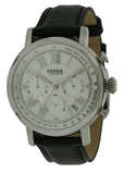 Fossil Buchanan Chronograph Silver Dial Black Leather Strap Watch for Men - FS5102