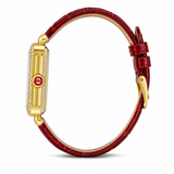 Michele Deco Mother of Pearl Dial Red Leather Strap Watch For Women - MWW06V000017