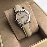 Burberry The City Beige Dial Beige Leather Strap Watch for Women - BU9207