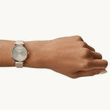 Emporio Armani Gianni T Bar Quartz White Dial Beige Leather Strap Watch For Women - AR1927