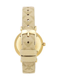 Emporio Armani Gianni T Bar Analog Silver Dial Beige Leather Strap Watch For Women - AR11127