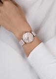 Emporio Armani Gianni T Bar Mother Of Pearl Pink Dial Pink Leather Strap Watch For Women - AR1958