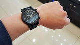 Emporio Armani Luigi Chronograph Quartz Black Dial Two Tone Nylon Strap Watch For Men - AR1948