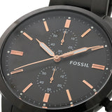 Fossil Townsman Chronograph Black Dial Black Steel Strap Watch for Men - FS5379