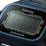 Fossil Retro Analog-Digital Black Dial Blue Steel Strap Watch for Men - FS5896