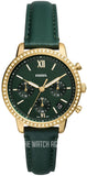 Fossil Neutra Chronograph Green Dial Green Leather Strap Watch for Women - ES5239