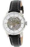 Fossil Townsman Automatic Skeleton White Dial Black Leather Strap Watch for Men - ME3085