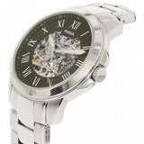 Fossil Grant Automatic Skeleton Black Dial Silver Steel Strap Watch for Men - ME3103