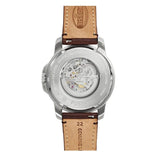 Fossil Townsman Automatic Skeleton White Dial Brown Leather Strap Watch for Men - ME3078