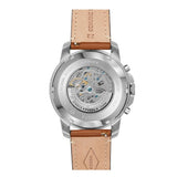 Fossil Grant Sport Automatic Skeleton Blue Dial Brown Leather Strap Watch for Men - ME3140