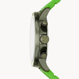 Fossil Bannon Chronograph Grey Dial Green Silicone Strap Watch for Men - BQ2501