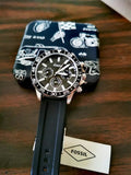Fossil Bannon Multifunction Black Dial Black Silicone Strap Watch for Men - BQ2494