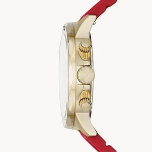 Fossil Bannon Multifunction Black Dial Red Silicone Strap Watch for Men - BQ2499