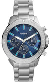 Fossil Bannon Multifunction Blue Dial Silver Steel Strap Watch for Men - BQ2503