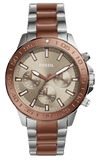 Fossil Bannon Multifunction Brown Dial Two Tone Steel Strap Watch for Men - BQ2502