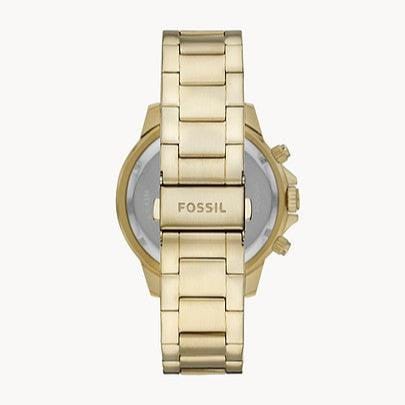 Fossil Bannon Multifunction Chronograph Green Dial Gold Steel Strap Watch for Men - BQ2493
