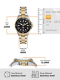 Fossil Blue Dive Three Hand Black Dial Two Tone Steel Strap Watch For Women - ES5349