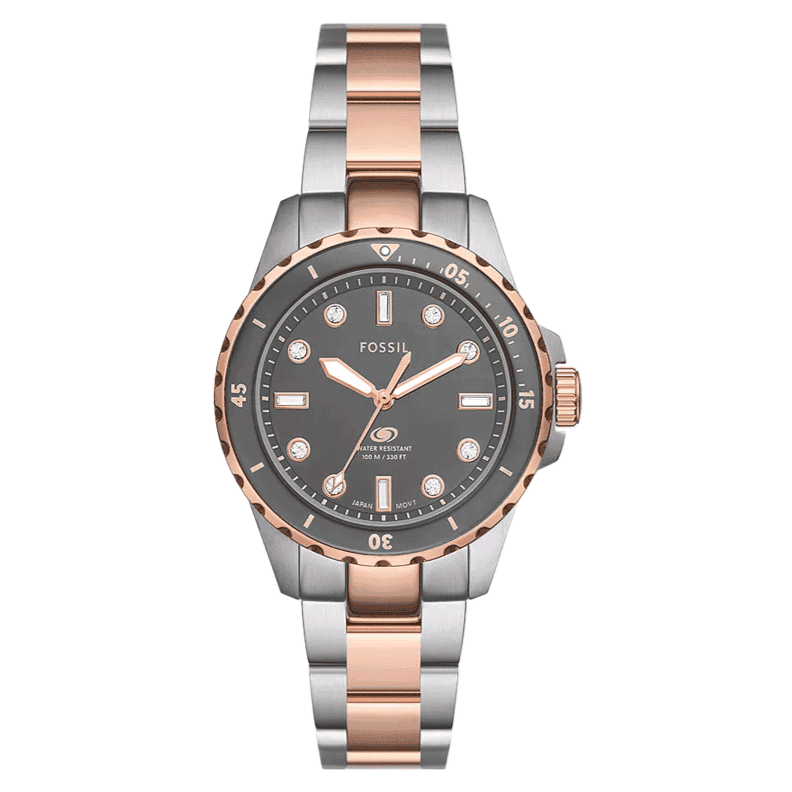 Fossil Blue Dive Three Hand Gray Dial Two Tone Steel Strap Watch For Women - ES5348