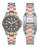 Fossil Blue Dive Three Hand Gray Dial Two Tone Steel Strap Watch For Women - ES5348