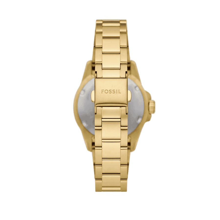 Fossil Blue Dive Three Hand White Dial Gold Steel Strap Watch For Women - ES5350