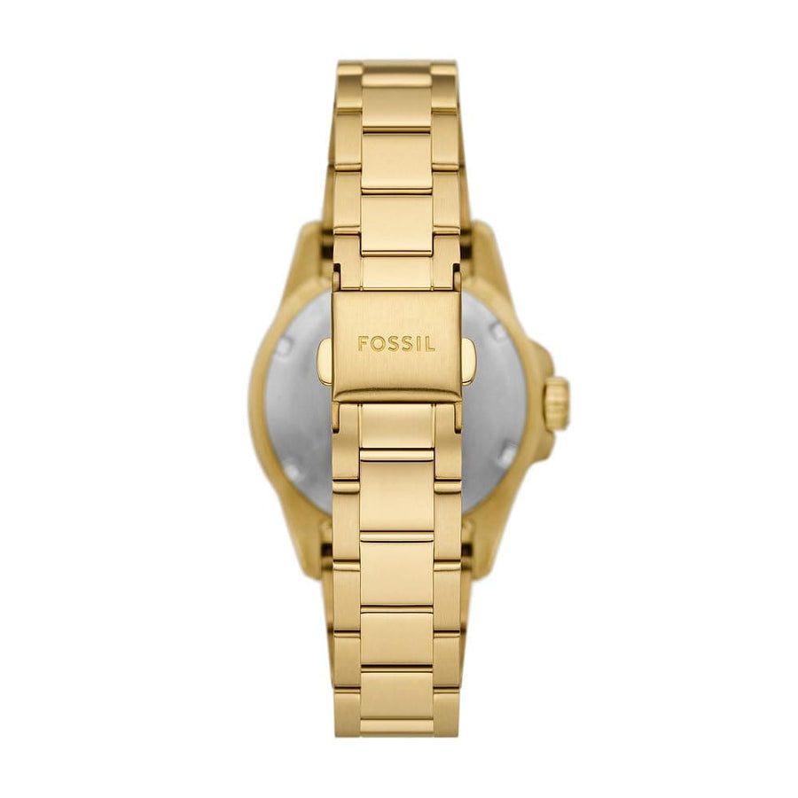 Fossil Blue Dive Three Hand White Dial Gold Steel Strap Watch For Women - ES5350
