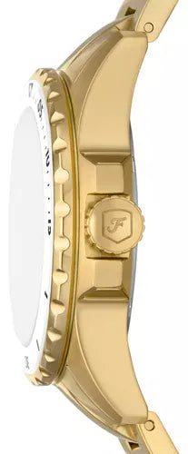 Fossil Blue Dive Three Hand White Dial Gold Steel Strap Watch For Women - ES5350