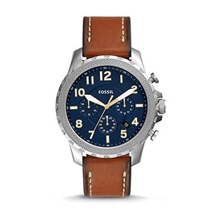 Fossil Bowman Chronograph Blue Dial Brown Leather Strap Watch for Men - FS5602