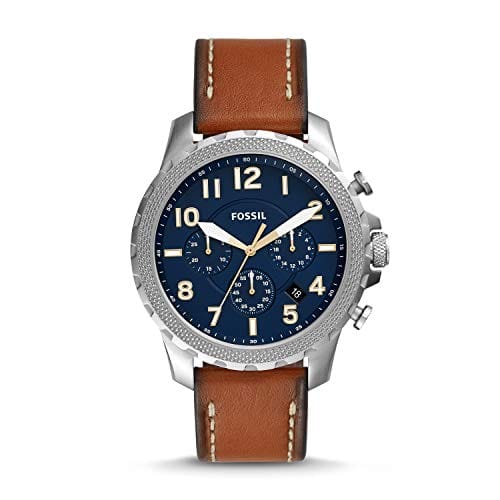Fossil Bowman Chronograph Blue Dial Brown Leather Strap Watch for Men - FS5602