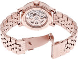 Fossil Boyfriend Automatic Skeleton Rose Gold Dial Rose Gold Steel Strap Watch for Women - ME3065