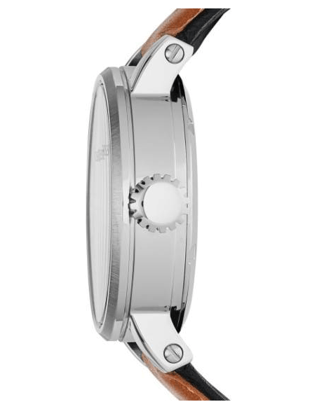 Fossil Boyfriend Automatic Skeleton Silver Dial Brown Leather Strap Watch for Women - ME3109
