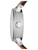 Fossil Boyfriend Automatic Skeleton Silver Dial Brown Leather Strap Watch for Women - ME3109