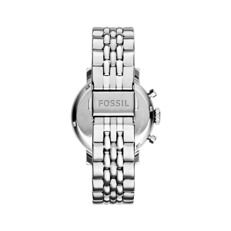 Fossil Boyfriend Chronograph Silver Dial Silver Steel Strap Watch for Women - ES2198