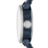 Fossil Boyfriend Skeleton Blue Dial Blue Leather Strap Watch for Women - ME3136