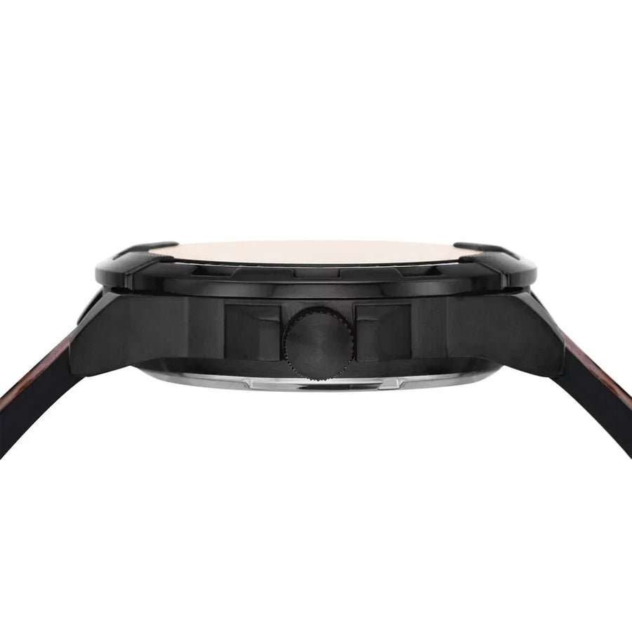 Fossil Bronson Automatic Skeleton Black Dial Brown Leather Strap Watch for Men - ME3219