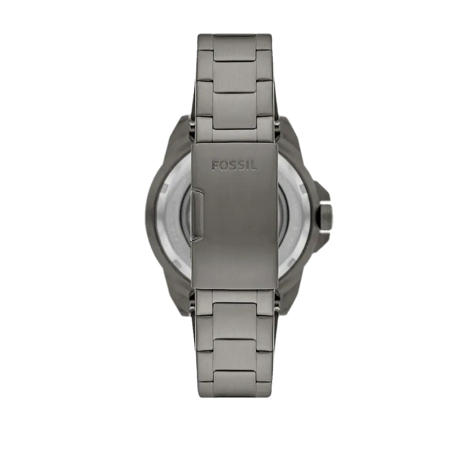 Fossil Bronson Automatic Skeleton Black Dial Grey Steel Strap Watch for Men - ME3218