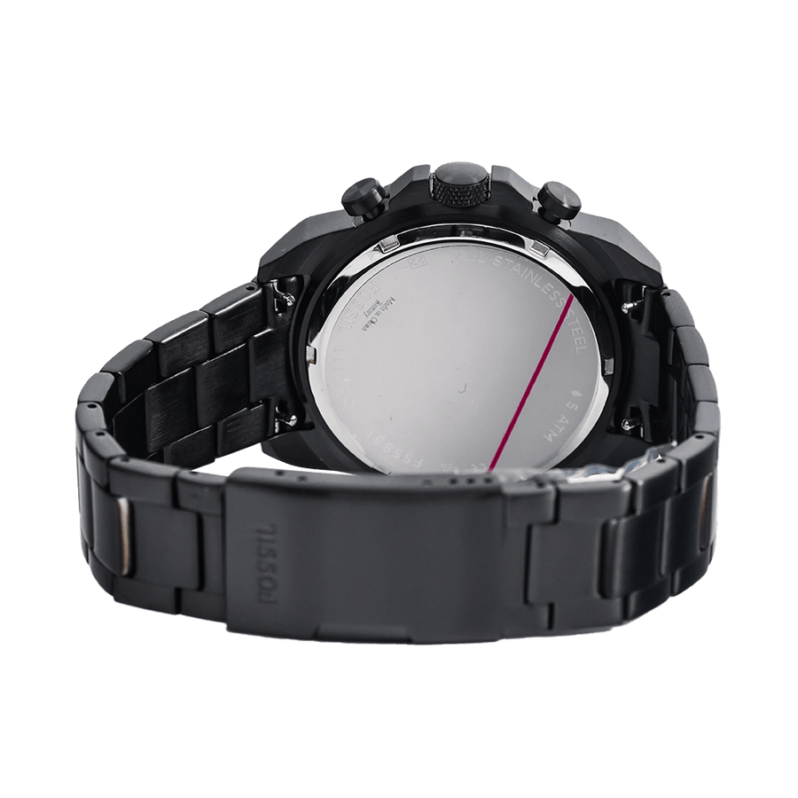Fossil Bronson Chronograph Black Dial Black Steel Strap Watch for Men - FS5851