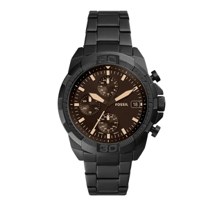 Fossil Bronson Chronograph Black Dial Black Steel Strap Watch for Men - FS5851