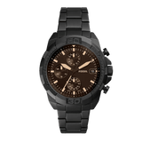 Fossil Bronson Chronograph Black Dial Black Steel Strap Watch for Men - FS5851
