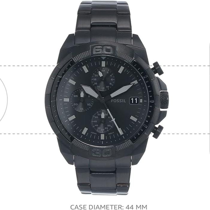 Fossil Bronson Chronograph Black Dial Black Steel Strap Watch for Men - FS5853