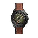 Fossil Bronson Chronograph Black Dial Brown Leather Strap Watch for Men - FS5856